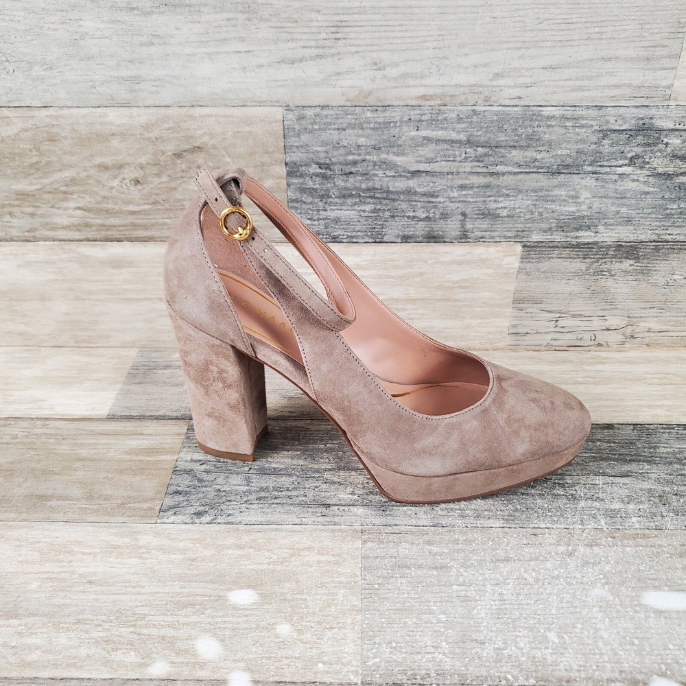Cole Haan Remi Womens Sandals Sz 6.5 B Irish Coffee Suede Platform Ankle Strap